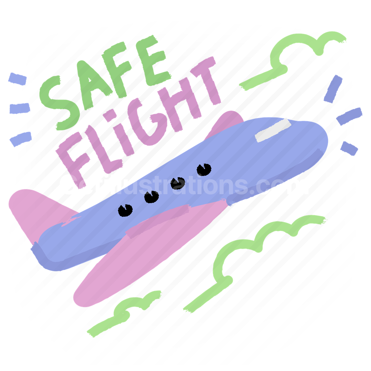 travel, plane, safe flight, flight, sticker, character